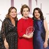 The wonderful Vicky Phelan accepts her Tatler Women of the Year awards in a custom red & pink gown by Laura Jayne Halton